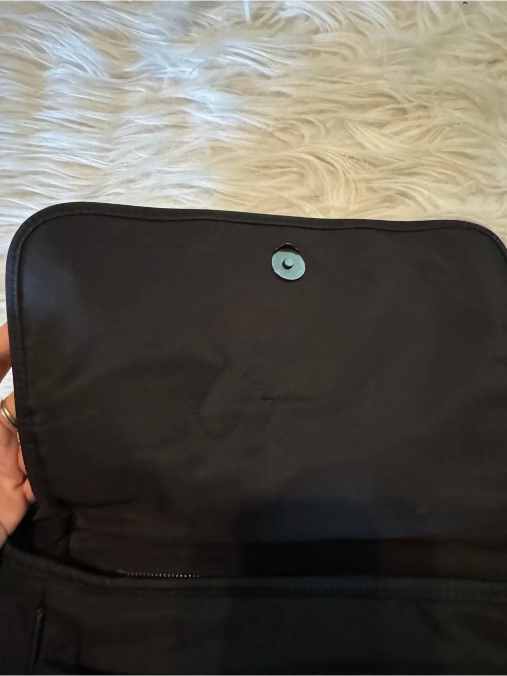 Yves Saint Laurent Black Nylon Shoulder Bag with Heart Detail